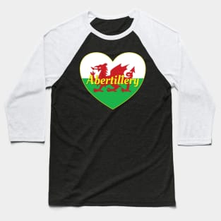 Abertillery Wales UK Welsh Flag Heart Baseball T-Shirt